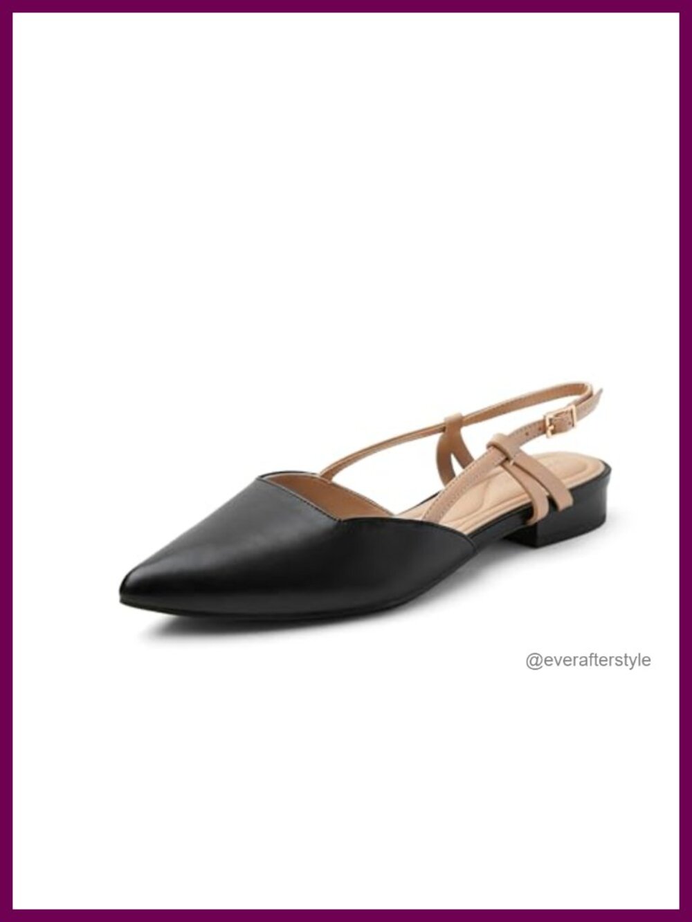 Arromic Slingback Flats Pointed Toe PU Rubber Sole Comfort Office Dressy